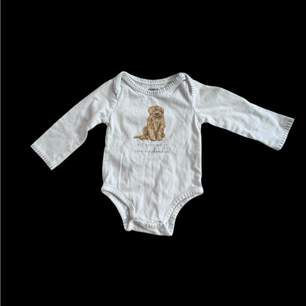 Mud Pie White Baby Bodysuit with Brown Animal Print